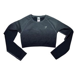 Gymshark Women's Gray to Black Gradient Crop Top